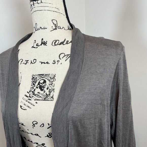 Eileen Fisher Silk Cotton Blend Lightweight Draped Cardigan L Charcoal Gray - Picture 4 of 6
